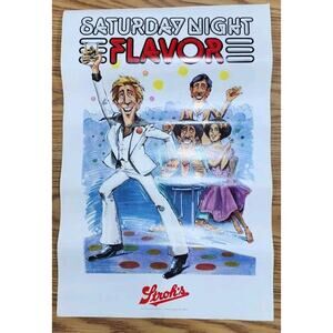 Vintage 1980 Joseph Stroh's Beer Poster Saturday Night Flavor 22.5"x 14.75" P111